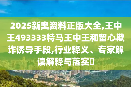 2025新奥资料正版大全,王中王493333特马王中王和留心欺诈诱导手