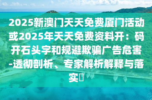 2025新澳门天天免费厦门活动或2025年天天免费资料开：码开石头