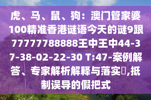 虎、马、鼠、狗：澳门管家婆100精准香港谜语今天的谜9跟77777