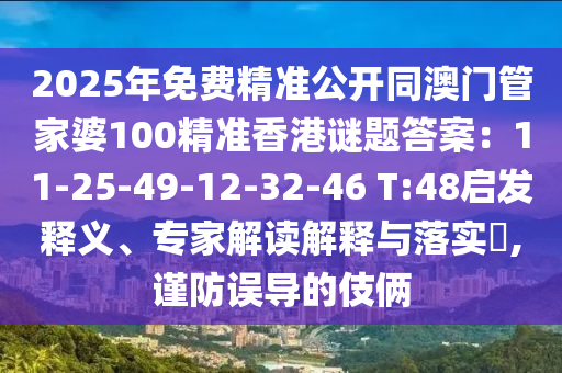 2025年免费精准公开同澳门管家婆100精准香港谜题答案：11-25-49-12-32-46 T:48的启发
