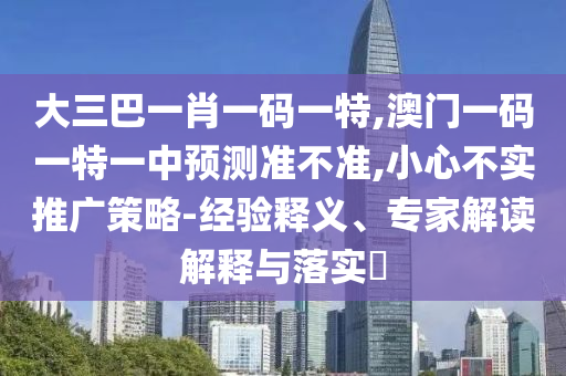 大三巴一肖一码一特,澳门一码一特一中预测准不准的经验释义、专家解读解释